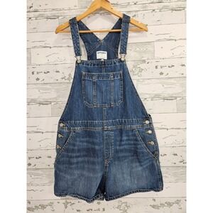 Old Navy Baggy Denim Shortalls Womens Large Medium Wash Blue Jean Overalls L